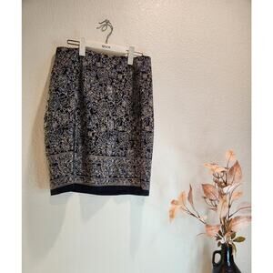 Charter Club Silk Wrap Skirt Women’s 12 Black Gold Floral Waist 30” Length‎ 21”